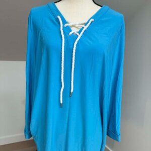 Slim Factor by Investments Blue Lace-Up Tunic | XL | Nautical Rope Detail